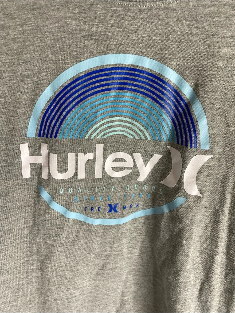 Hurley Gray Tee Shirt with Blue Aqua Logo